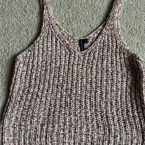 Knit Tank Top in Brown and Cream